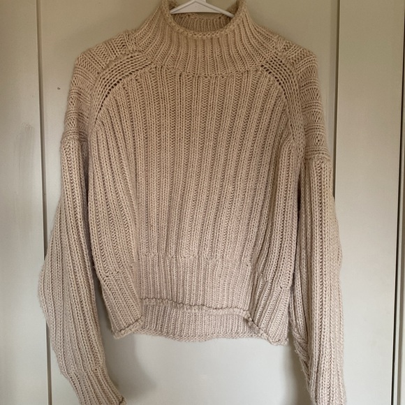 Cropped rib turtleneck cream beige thick medium - Picture 2 of 4